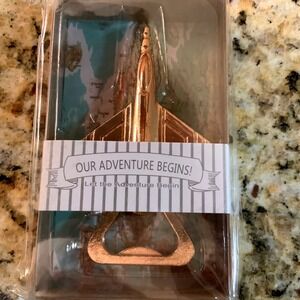 Airplane Jet Fighter Shaped Copper Finish Bottle Opener Our Adventure Gift